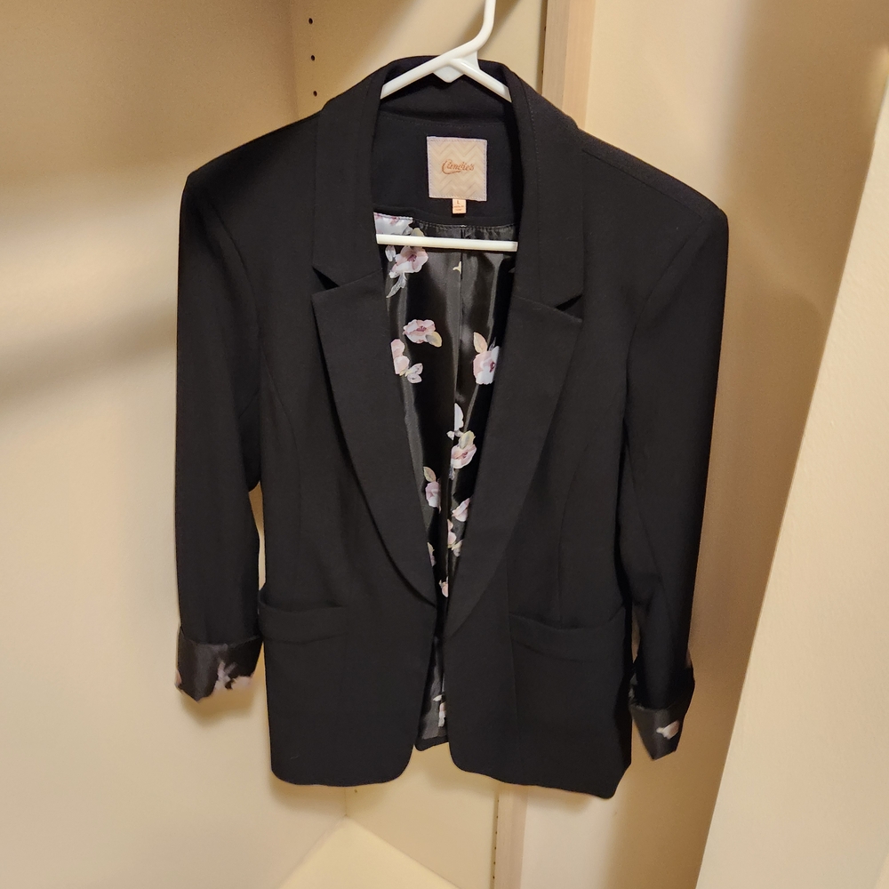 Candie's Black Blazer with Floral Interior